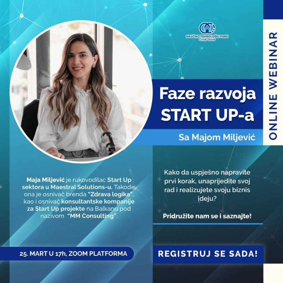 Start up i faze razvoja - tema vebinara sa Majom Miljević