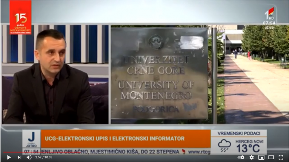 Vice-Rector of the University of Montenegro full prof. Veselin Mićanović, PhD on electronic registration and informant