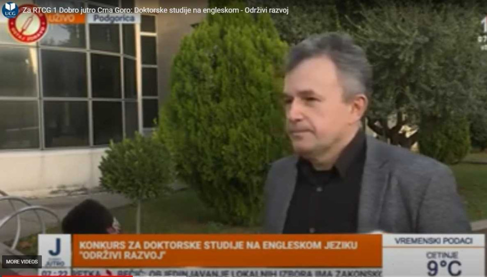 Za TV CG o prvom programu doktorskih studija na engleskom jeziku - Održivi razvoj