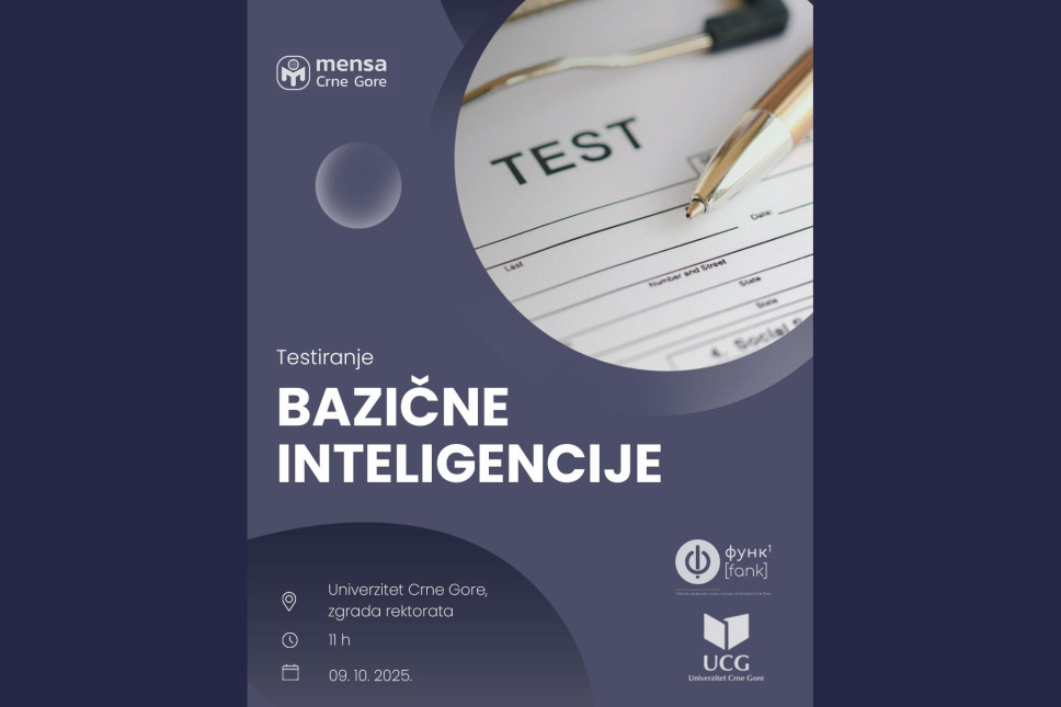Besplatno testiranje inteligencije za studente i zaposlene na Univerzitetu Crne Gore