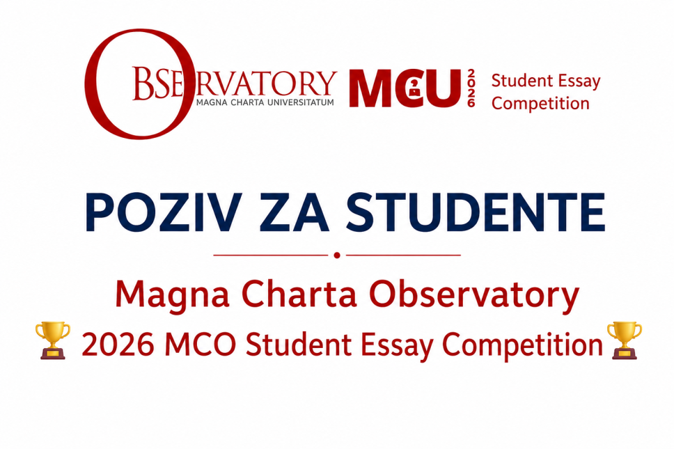 Otvoren konkurs za studentsko esej takmičenje <span class="CyrLatIgnore"> Magna Charta Observatory 2026</span>
