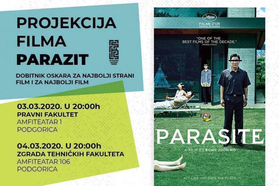 Projection of the Film "Parasite" on the Faculty of Law and the Faculty of Electrical Engineering 