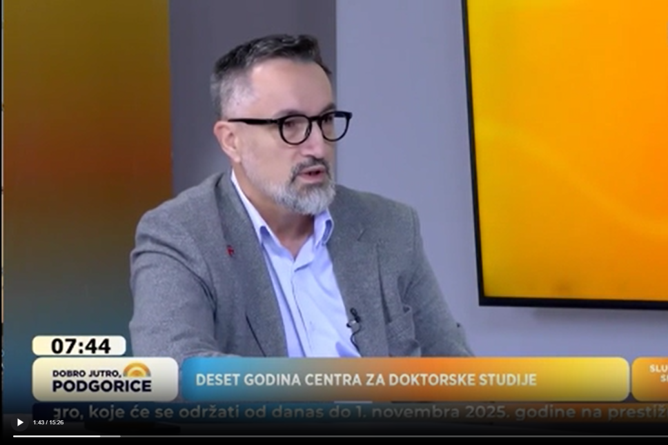 O jubileju Centra za doktorske studije u emisiji „Dobro jutro Podgorice“