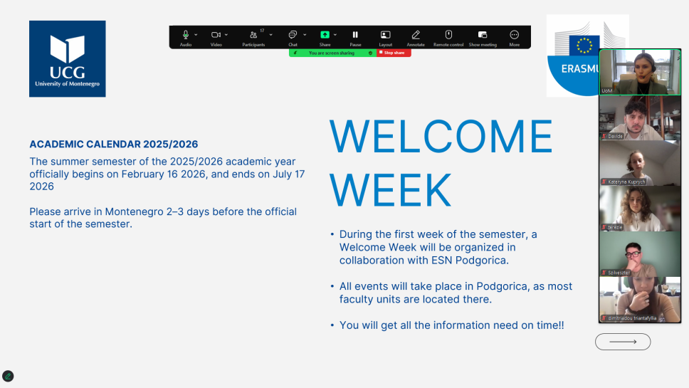 Održan <span class="CyrLatIgnore">Pre-arrival online</span> sastanak za dolazne Erasmus+ studente 