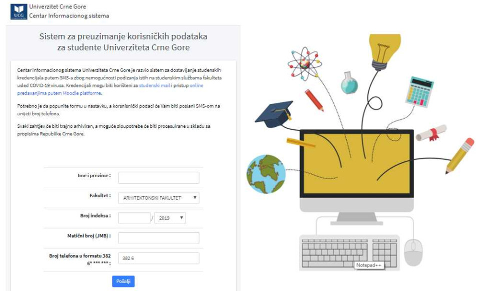 Pokrenut  servis Aktiviraj nalog za lakši pristup mejlu i onlajn predavanjima na Univerzitetu Crne Gore