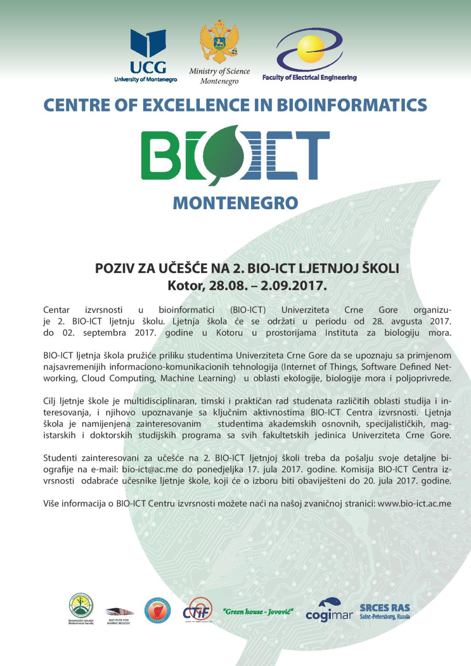 Poziv za 2. BIO-ICT ljetnju školu u Kotoru 