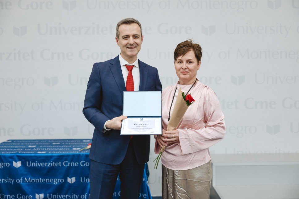 Dr. Slavica Petrović – recipient of the annual award of the University of Montenegro 