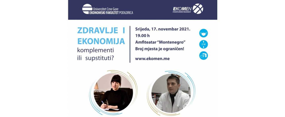 Tribina "Zdravlje i ekonomija - komplementi ili supstituti?" večeras u 19h