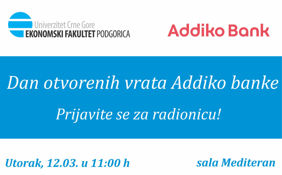 Saradnja Ekonomskog fakulteta i Addiko banke – steknite nova praktična znanja