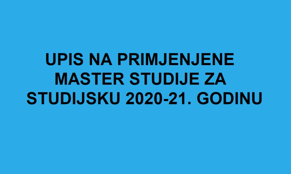 Upis na primjenjene master studije - Menadžment za studijsku 2020/21. godinu