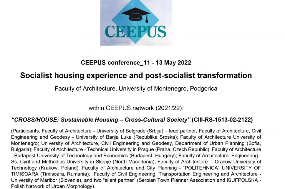 CEEPUS Conference "Socialist housing experience and post-socialist transformation"
