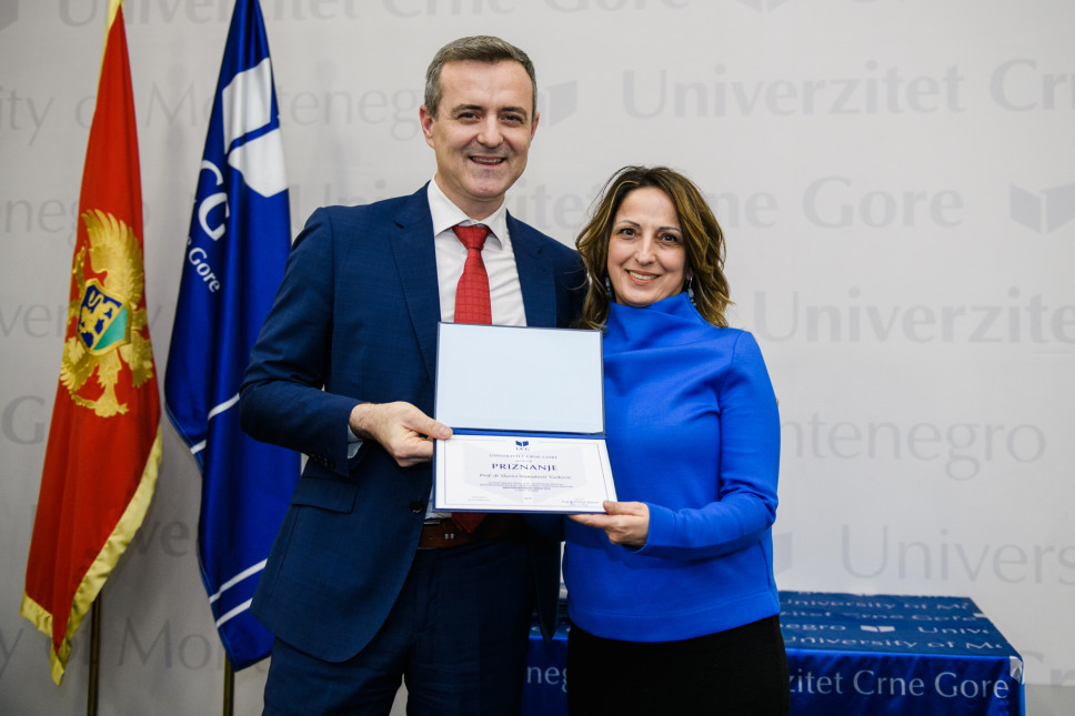Profesorica Slavica Stamatović - Vučković dobitnica godišnje nagrade Univerziteta Crne Gore