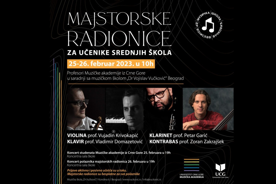 Majstorske radionice profesora Muzičke akademije sa Cetinja u Muzičkoj školi "Dr Vojislav Vučković"- Beograd