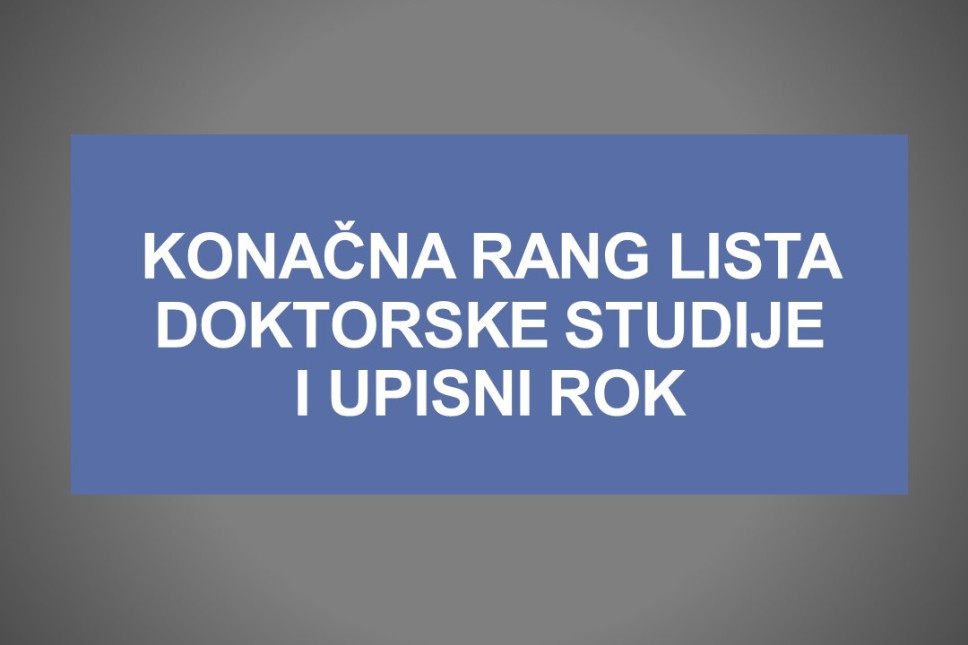 Konačna rang lista doktorske studije - I upisni rok