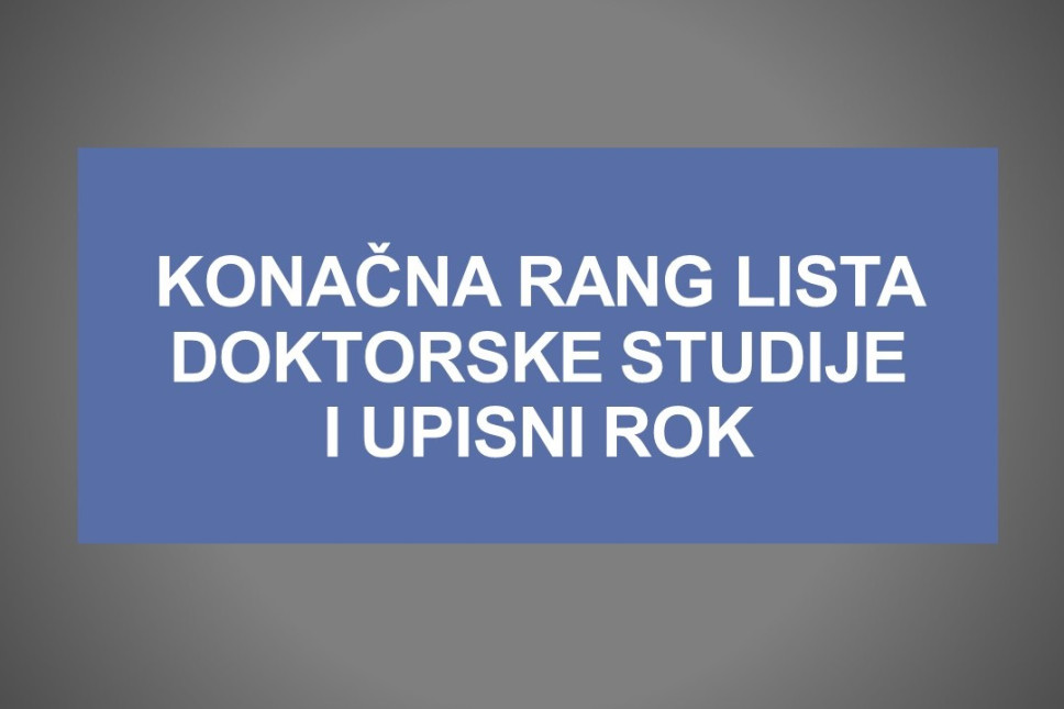 Konačna rang lista doktorske studije - I upisni rok