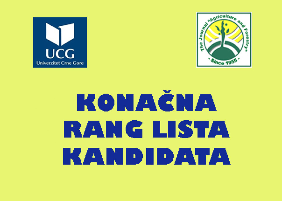 Konačna rang lista kandidata prijavljenih za upis na prvu godinu studija, upisni rok JUN, 2018 godine