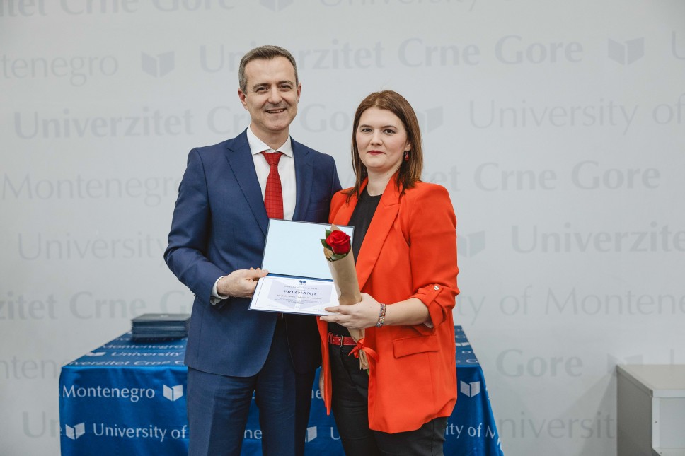 Profesorica Milica Vuković - Stamatović dobitnica godišnje nagrade Univerziteta Crne Gore