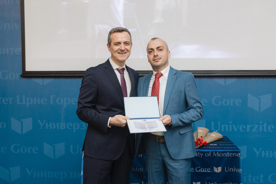 Assistant Professor Duško Vujačić Receives Recognition for Contributions to Scientific Research and International Positioning of the University of Montenegro in 2024