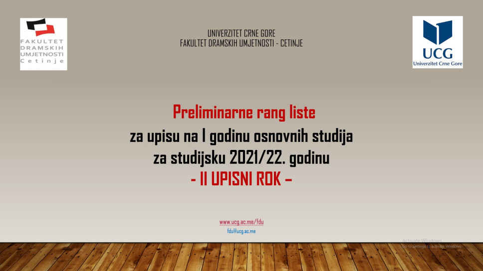 Preliminarna rang lista za upis u I godinu osnovnih studija 