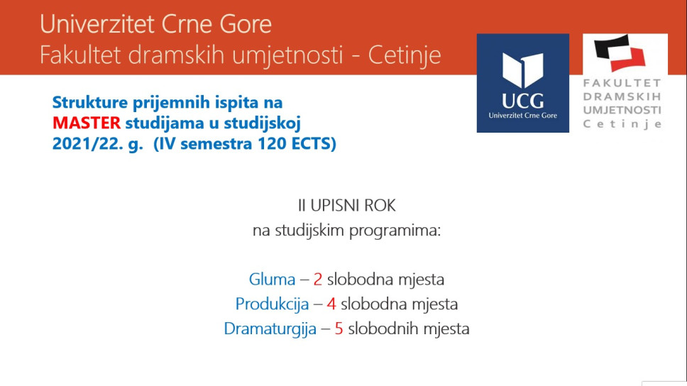 Strukture prijemnih ispita na MASTER studijama (II UPISNI ROK)