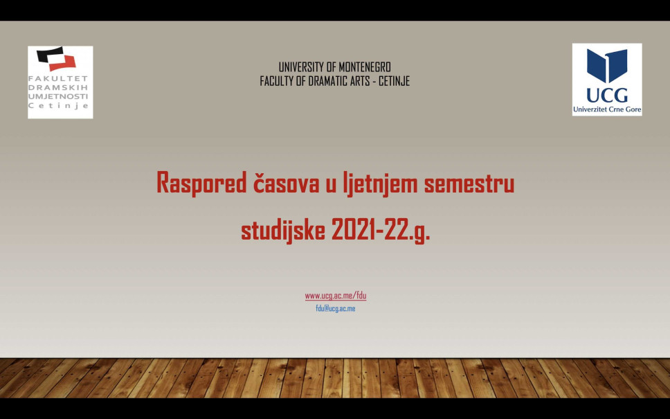 Raspored časova u ljetnjem semestru studijske 2021-22.g.