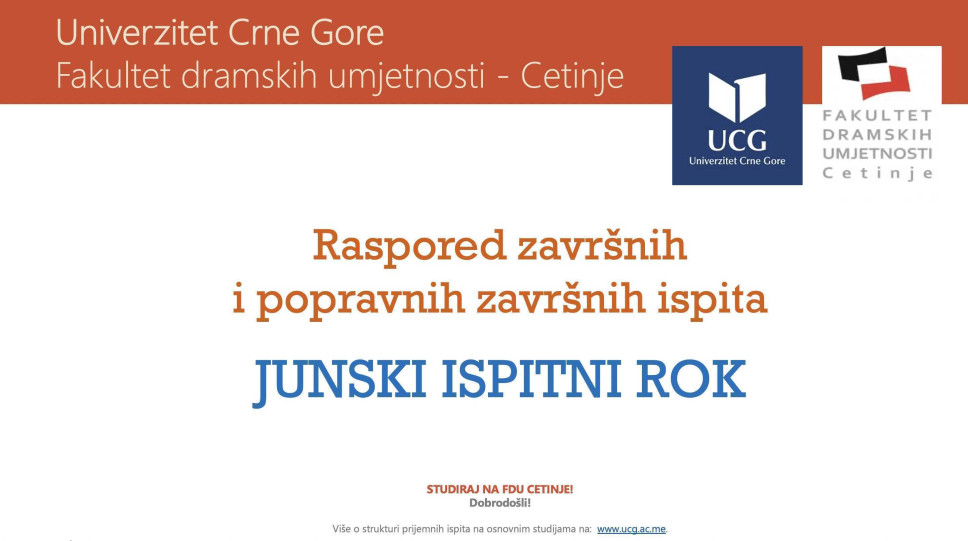 JUNSKI ISPITNI ROK - Raspored završnih i popravnih završnih ispita