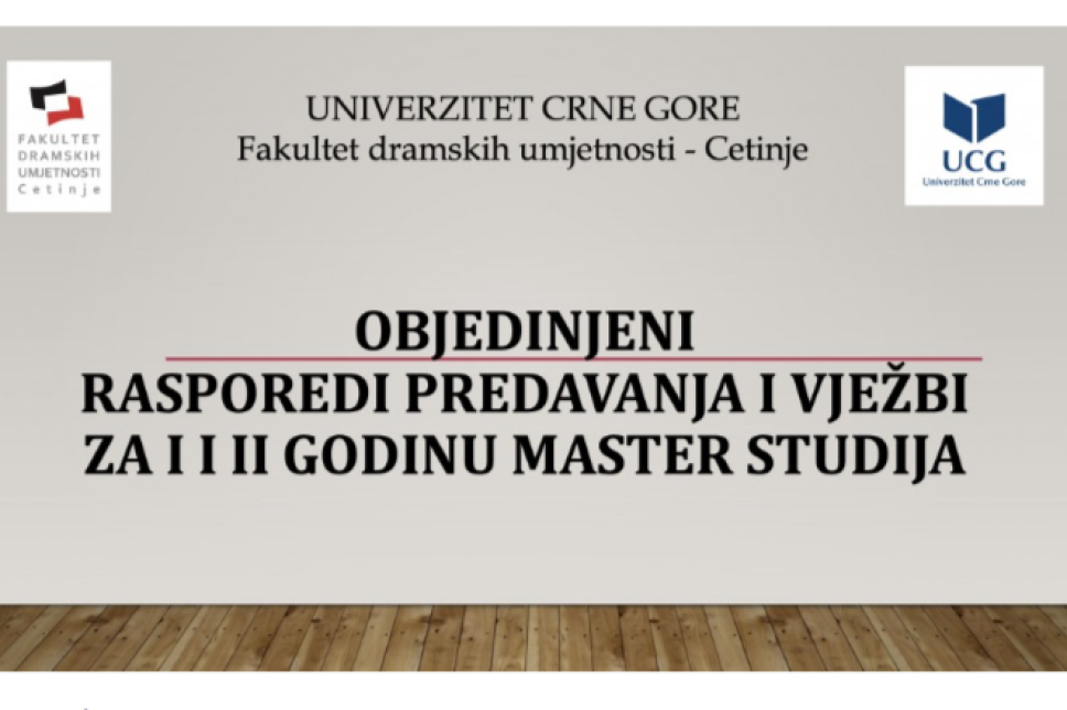 Objedinjeni rasporedi predavanja i vježbi za I i II godinu master studija 