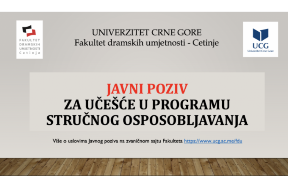 Javni poziv za učešće u programu stručnog osposobljavanja 