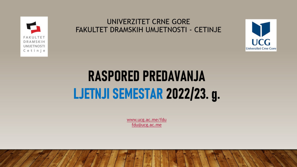 Raspored predavanja za ljetnji semestar na FDU za sve studijske programe