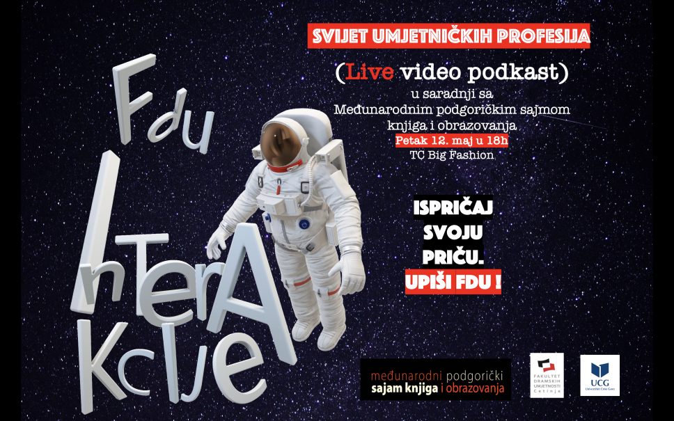 Podcast FDU InterAkcije u okviru kampanje "Ispričaj svoju priču! Upiši FDU!" na Sajmu knjiga i obrazovanja, Podgorica 2023. g.