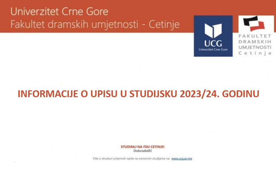 Informacije o upisu u studijsku 2023/24. godinu 