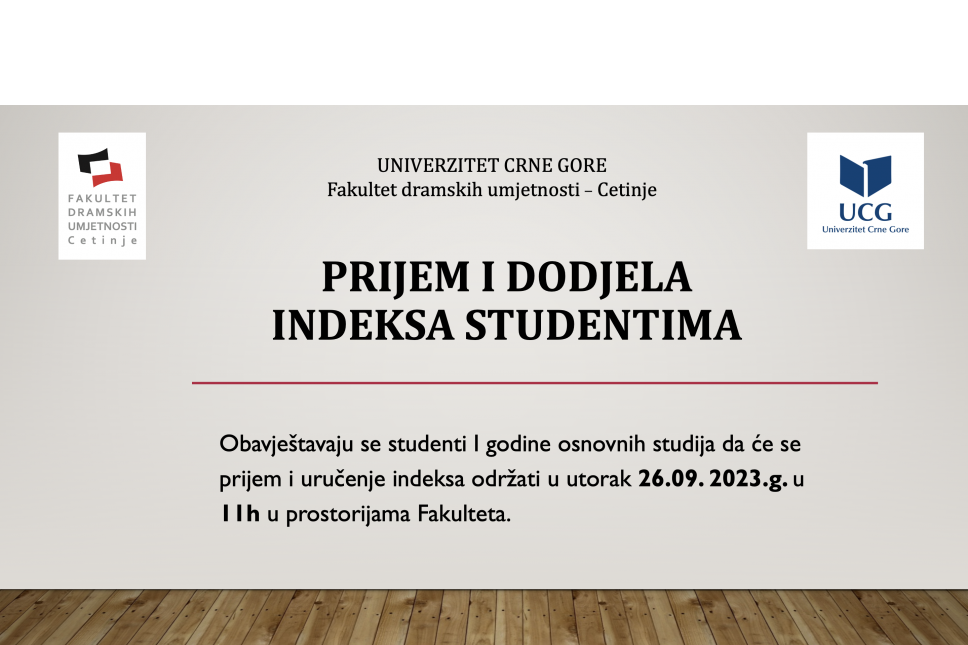 Prijem i dodjela indeksa studentima 