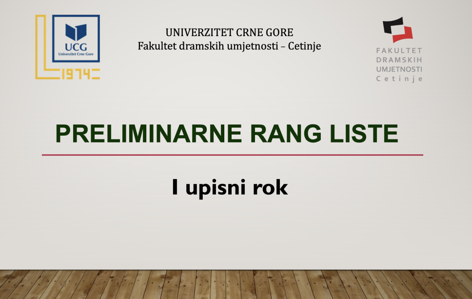 Preliminarne rang liste - I upisni rok
