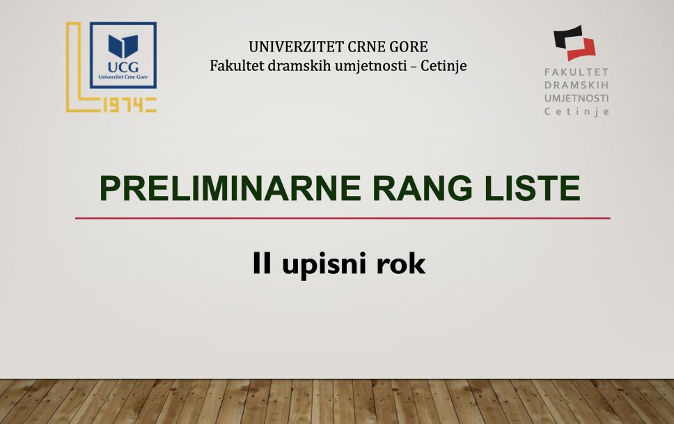 Preliminarne rang liste u <span class="CyrLatIgnore"> II </span>upisnom roku