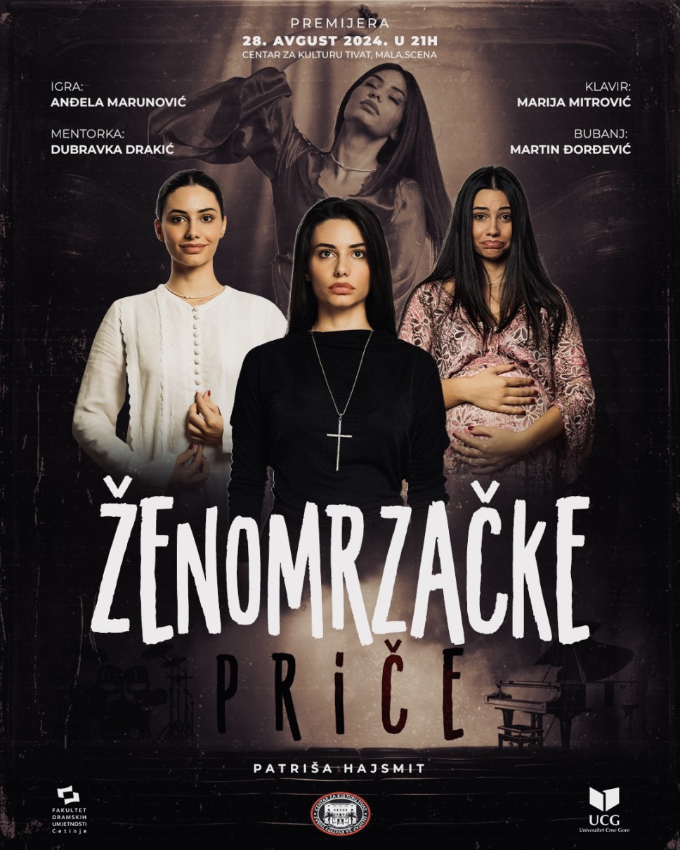 Premijera predstave "Ženomrzačke priče" Anđele Marunović u CZK Tivat, srijeda 28. avgust u 21h