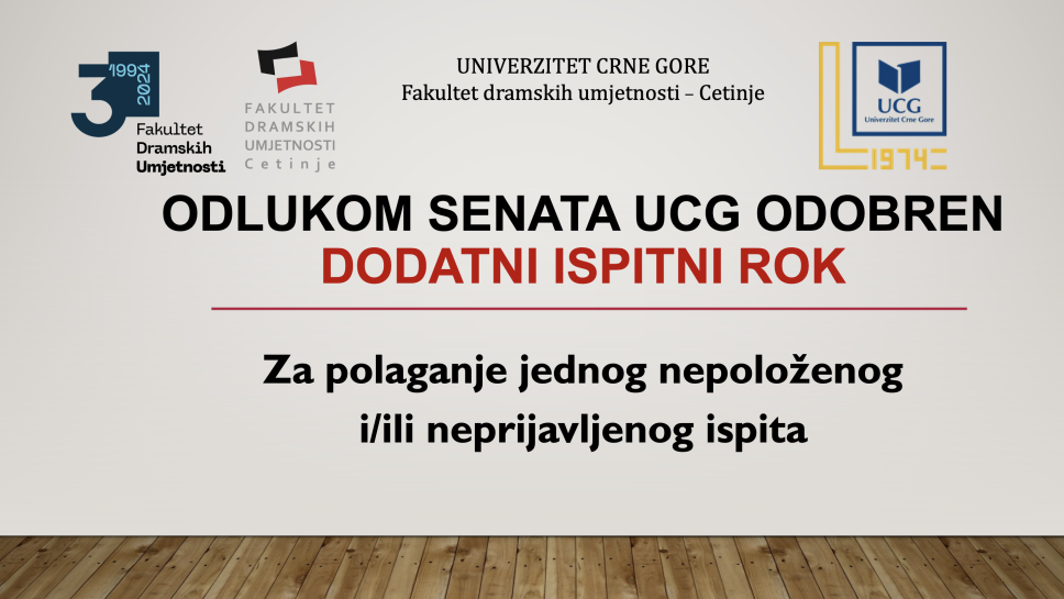 Odluka Senata Univerziteta Crne Gore o dodatnom ispitnom roku