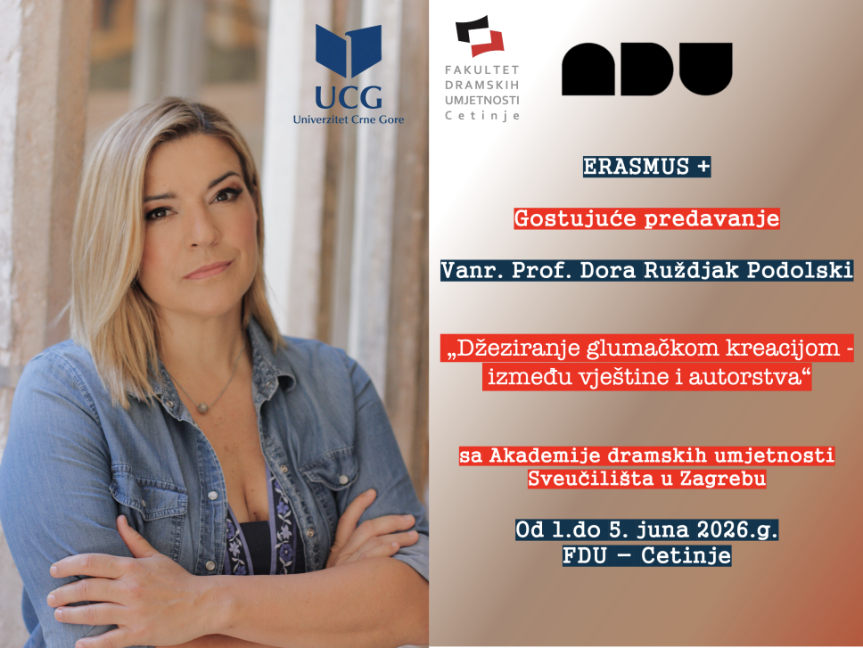 Radionica „Džeziranje glumačkom kreacijom – između vještine i autorstva“ na Fakultetu dramskih umjetnosti, Cetinje