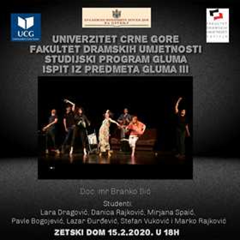 Ispitni program studenata glume u Kraljevskom pozorištu Zetski dom