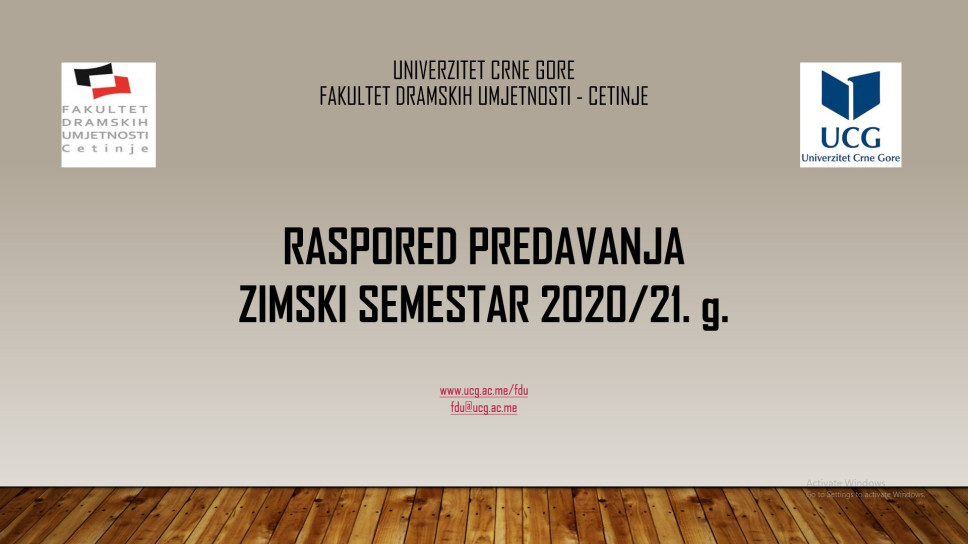 Konačni raspored predavanja u zimskom semestru 2020/21. g. 