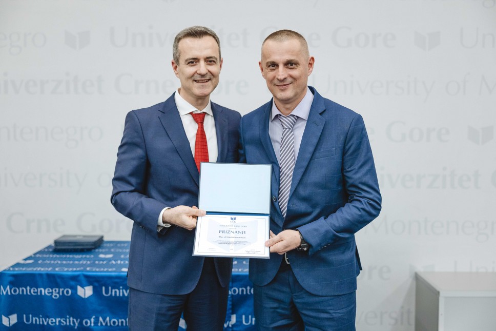Assistant Professor Dr. Kosta Goranović – recipient of the annual award of the University of Montenegro 