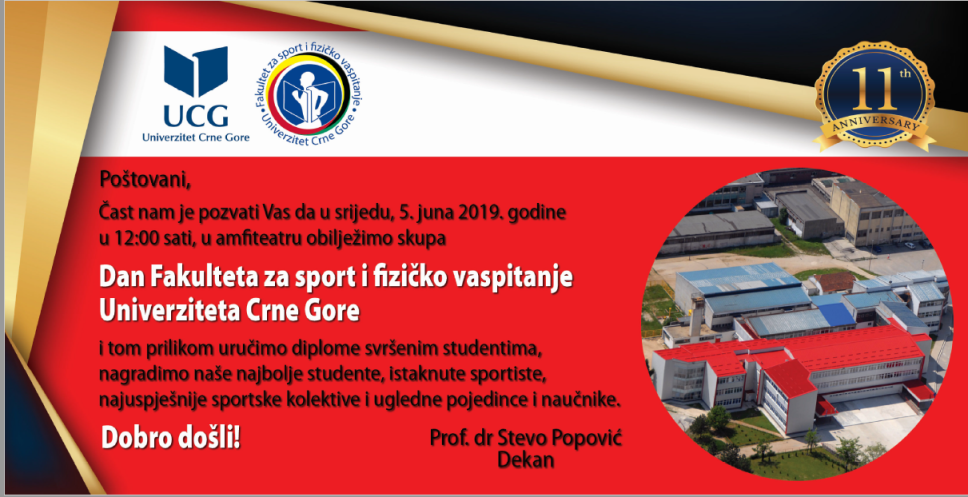 Fakultet za sport i fizičko vaspitanje obilježava jedanaest godina rada