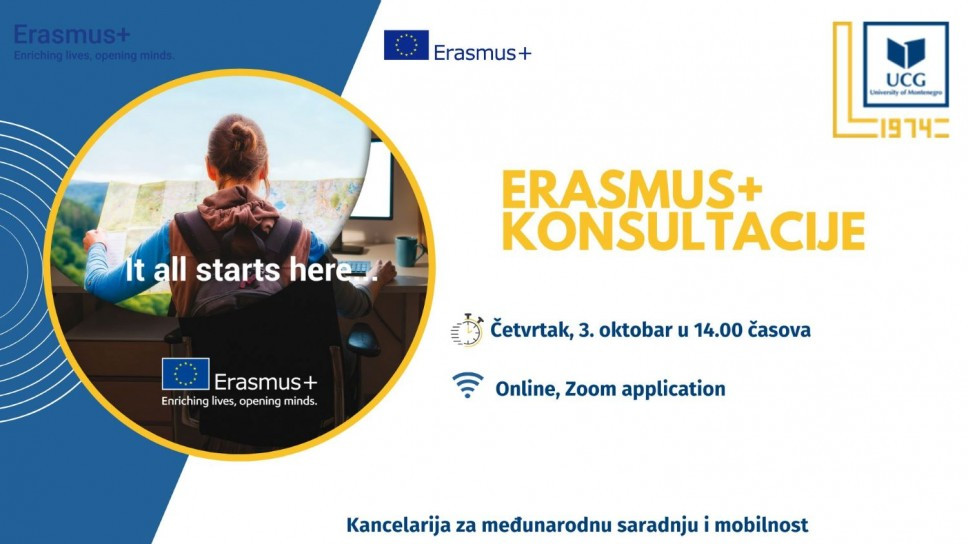 Erasmus+ konsultacije za sve zainteresovane studente održat će se 3. oktobra