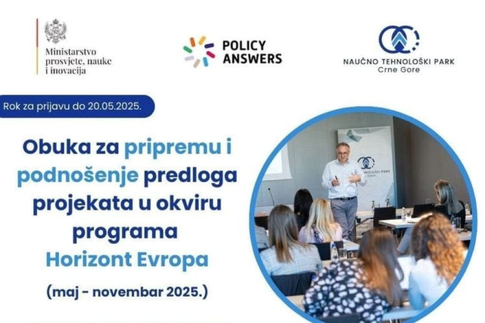 Horizont Evropa: JAVNI POZIV za učešće na obuci za pripremu i podnošenje predloga projekata