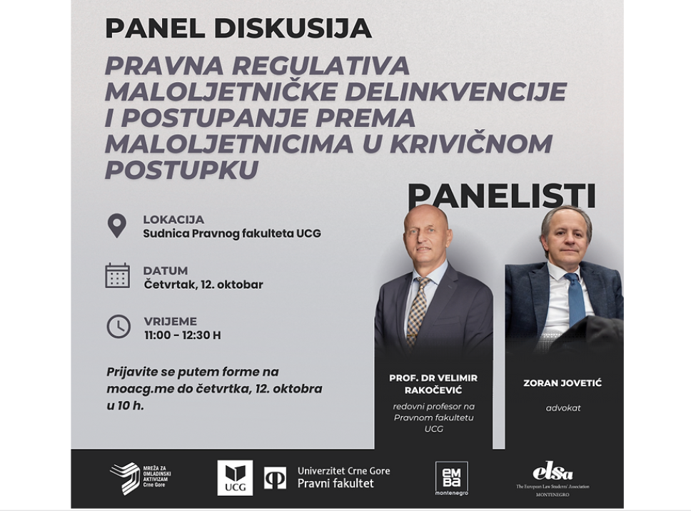 Panel diskusija na temu "Pravna regulativa maloljetničke delinkvencije i postupanje prema maloljetnicima u krivičnom postupku"