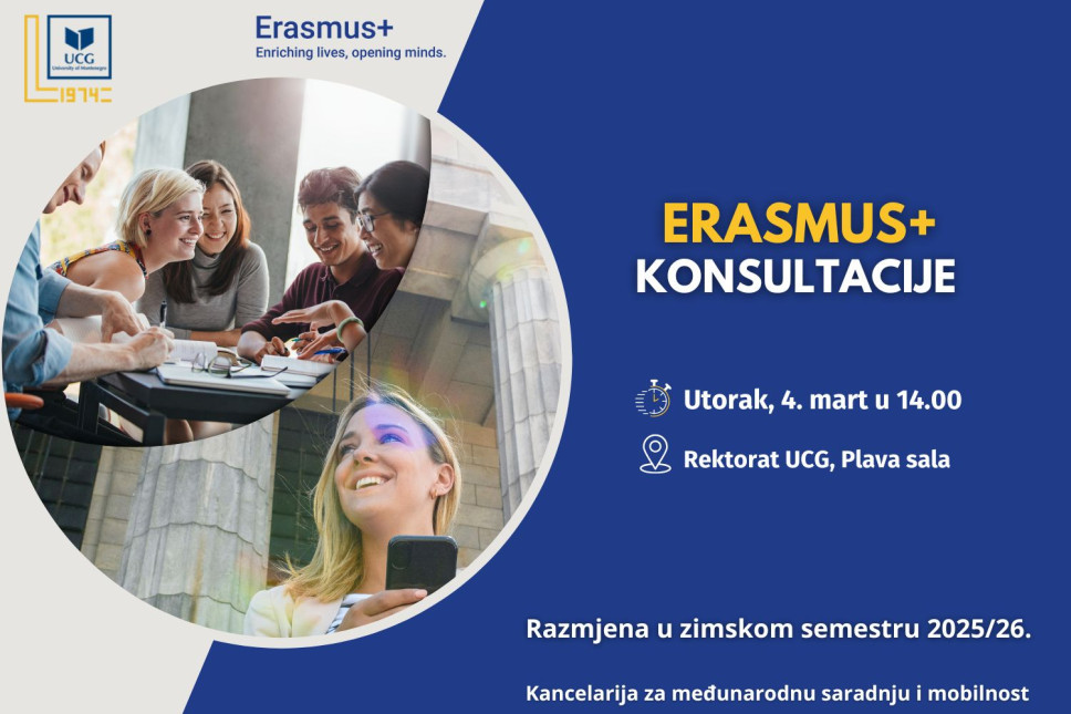 Erasmus+ konsultacije za studente u Rektoratu UCG