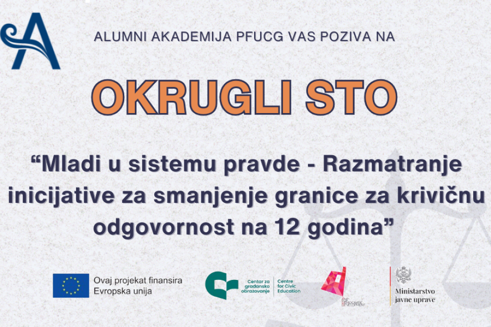 Alumni akademija organizuje okrugli sto: Mladi u sistemu pravde 