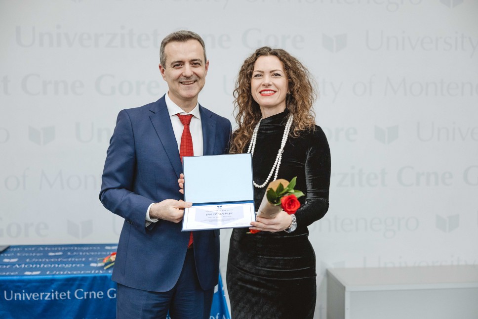 Assistant Professor Dr. Zorica Đurović - recipient of the annual award of the University of Montenegro