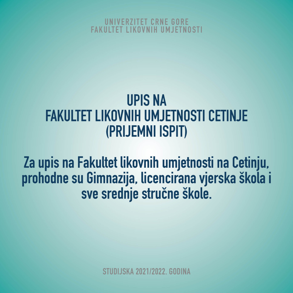 Upis na Fakultet likovnih umjetnosti Cetinje