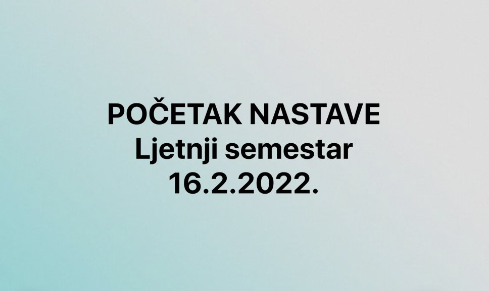 Početak nastave - Studijska 21/22