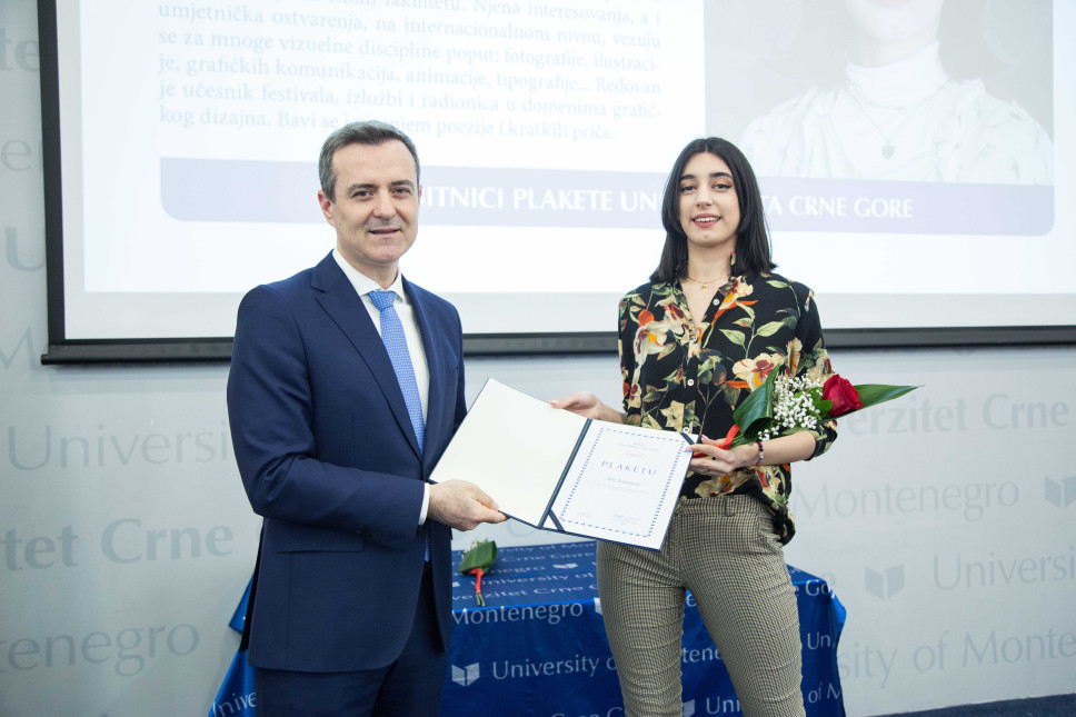 Ana Ivanović – Winner of the Plaque of the University of Montenegro within Arts 